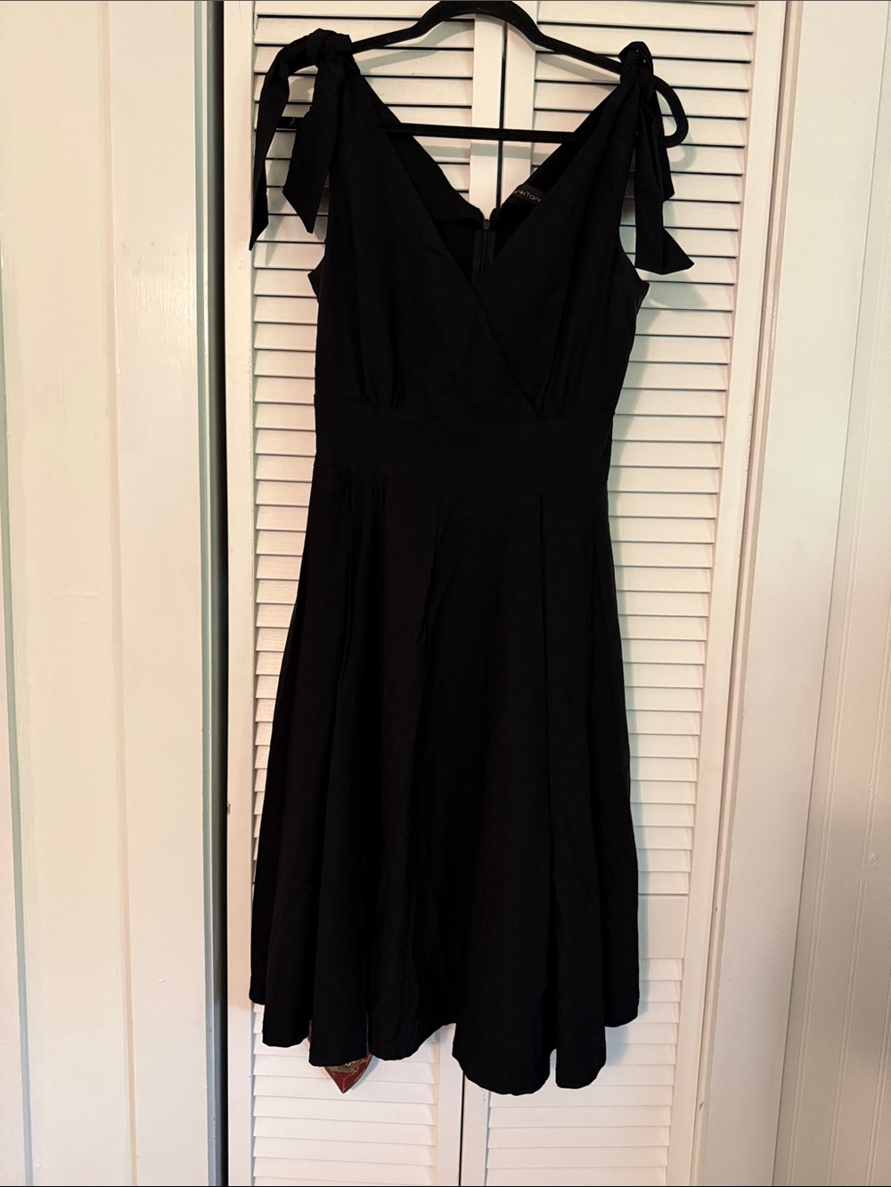Classic Black Tie-Shoulder A-Line Dress